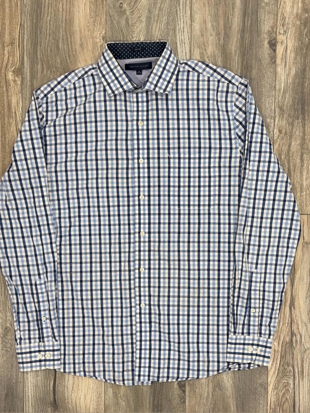 Tommy Hilfiger Blue Plaid Slim Fit Button Down Shirt